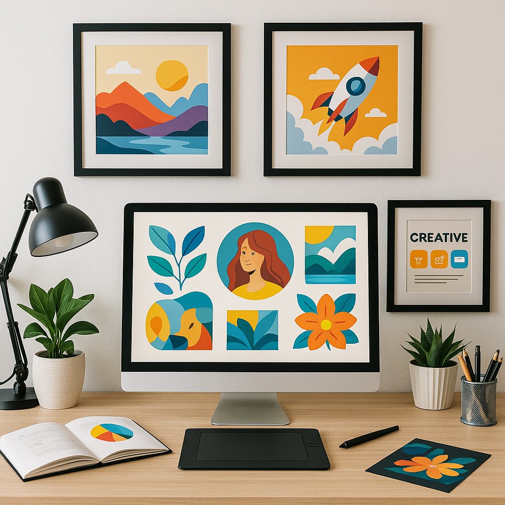 Digital illustrations and art for enhancing small business branding
